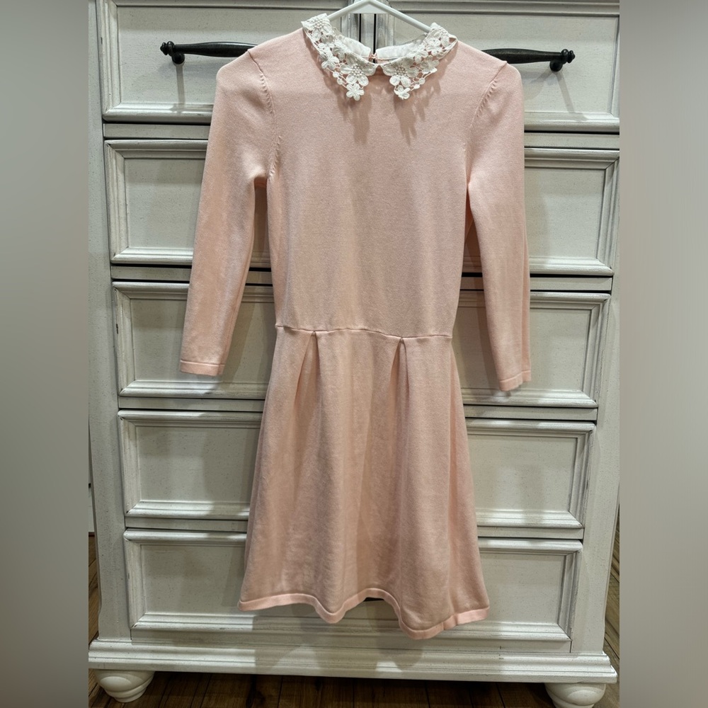 Pink Dress with Embroidered Petter Pan Collar ASOS Size US4